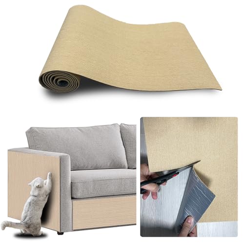 JSUDQR Tapete autocolante para raspar gato 40 x 200 cm caqui raspador para gatos sofá para sofás, móveis e tapetes