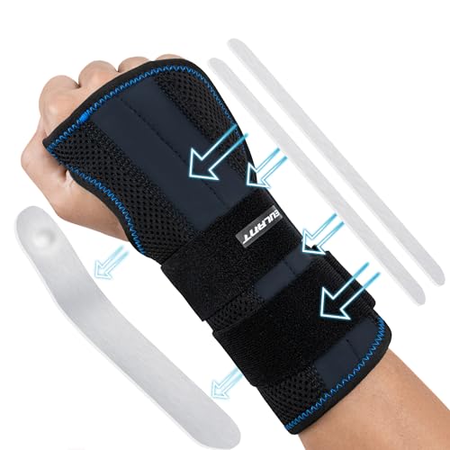 EULANT Pulseira com estabilizador de tala de metal removível, talas de pulso macias, ligadura de pulso para túnel carpo, tendinite artrite, mão direita, M