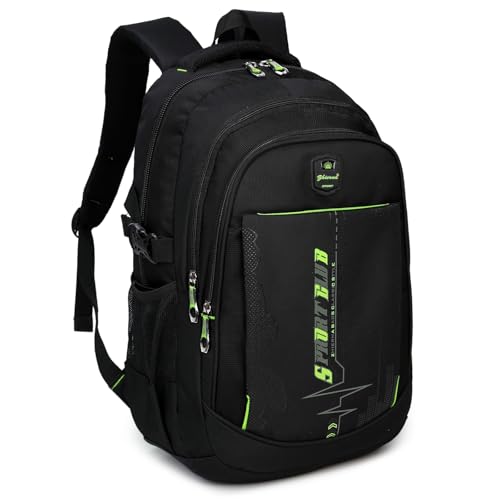 SIVENKE Escola mochilas escolares mochilas escolares mochilas portáteis mochilas informáticas mochilas de lazer mochilas de viagem mochilas para crianças jovens, Preto e verde