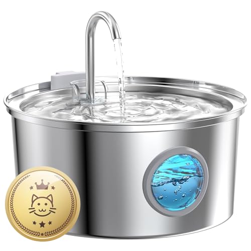 Fonte para gatos aço inoxidável: Bebedor gatos automático - 3,2 L fonte gatos - fonte de água para gatos silencioso - dispensador de água para gatos - com um conjunto de filtros