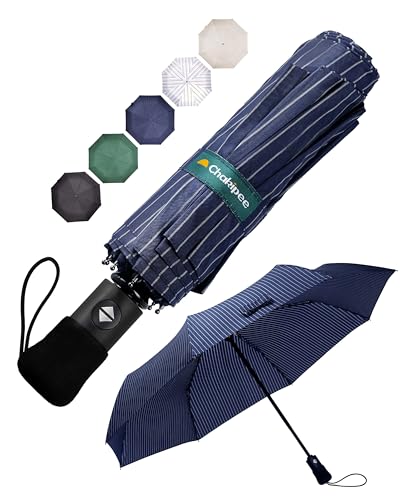 Chakipee Paraguas Plegable Antiviento Hombres - Paraguas Resistente al Viento, Paraguas Automático Portátil Compacto de Viaje, Revestimiento de Tela 210T