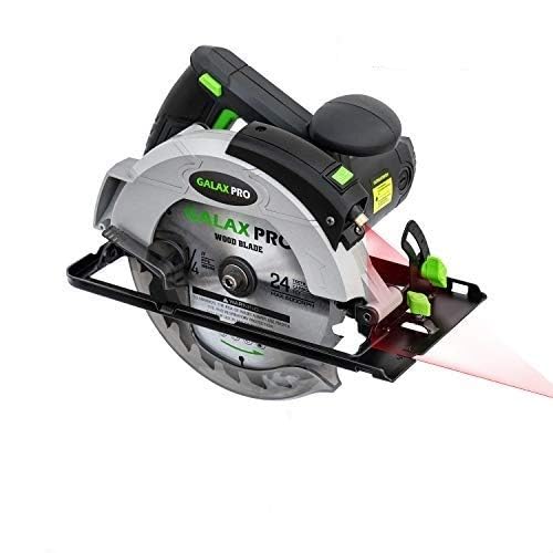 GALAX PRO Serra circular, 1400 W 5500 RPM serra elétrica, corte 62 mm (90 °), 42 mm (45°), folha 185 mm, guia de metal, motor de cobre puro, madeira, metal fino, plástico/GP76321L