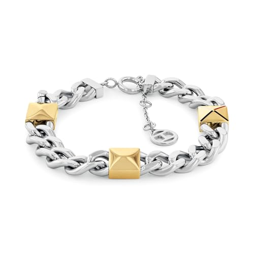 Tommy Hilfiger Jewelry Pulseira de corrente para mulher coleção de dois tons, 2780914, Aço inoxidável, Sem Pedra Preciosa