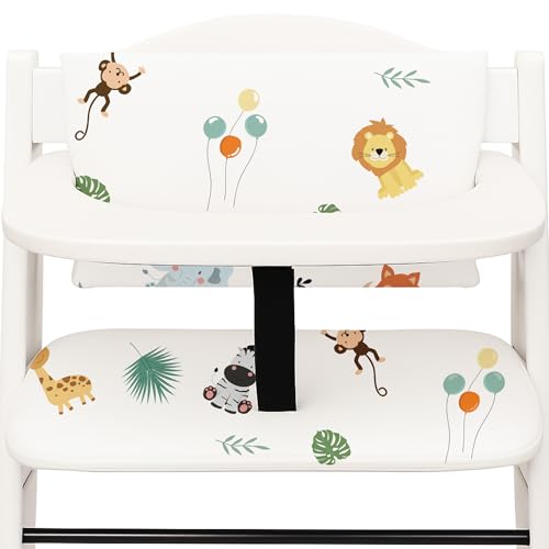 Capa cadeira alta universal 2 peças - almofada para cadeira alta fundo para meninos e meninas para Hauck e Stokke comer almofada para cadeira infantil com revestimento impermeável e estável safari