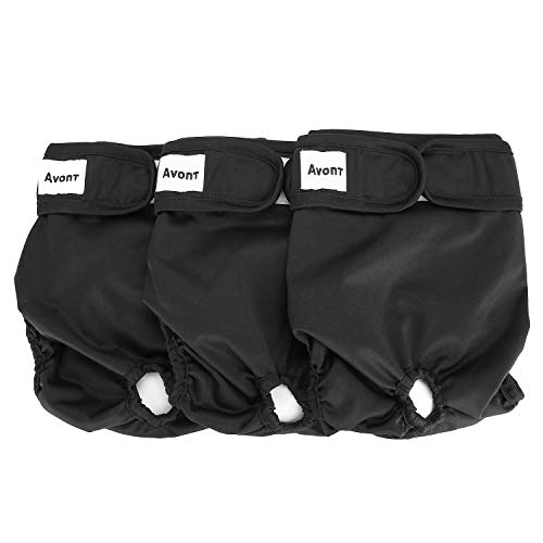Avont 3 Pacotes - Fraldas laváveis para s, reutilizáveis e duradouras para cães femininos, Female Dog Diapers altamente absorventes -S, 8" - 13,5" Cintura, preto