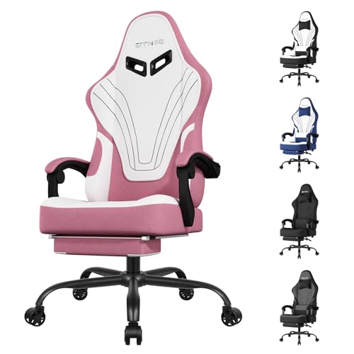 Cadeira Gaming ergonómica secretária, para videojogos ou escritório, cadeira Gamer com almofada lombar e apoio de cabeça, regulável em altura e reclinável, tecidos cadeira confortável com apoio para