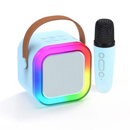 Fede Karaoke Microfone para crianças, mini karaoke infantil microfones sem fios altifalante Bluetooth portátil com efeitos de mudança de voz e luzes LED, melhores brinquedos presentes para meninas e