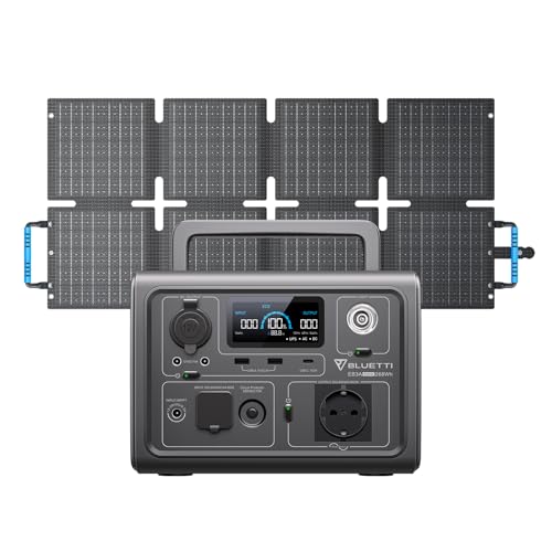 BLUETTI EB3A Gerador solar com painel solar de 60 W (envio separadamente), estação de energia portátil de 268 Wh, saída de CA de 600 W (pico de 1200 W), bateria LiFePO4 para RV, viagens, cortes de