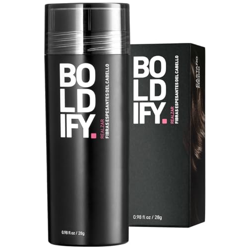 BOLDIFY - Fibras capilares ocultam completamente a perda de cabelo, 100% fibras de algodão não detetáveis, frasco gigante de 28 g, espessamento instantâneo do cabelo (castanho médio)