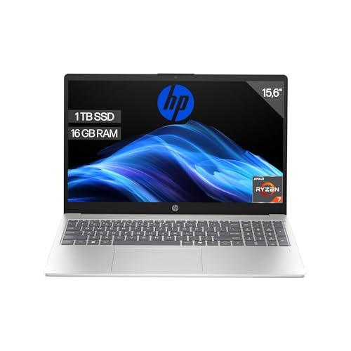 HP Computador portátil FHD de 15,6" (AMD Ryzen 7-7730U, 16 GB RAM, 1TB SSD, AMD Radeon Graphics, sem sistema operacional) prateado - teclado QWERTY espanhol