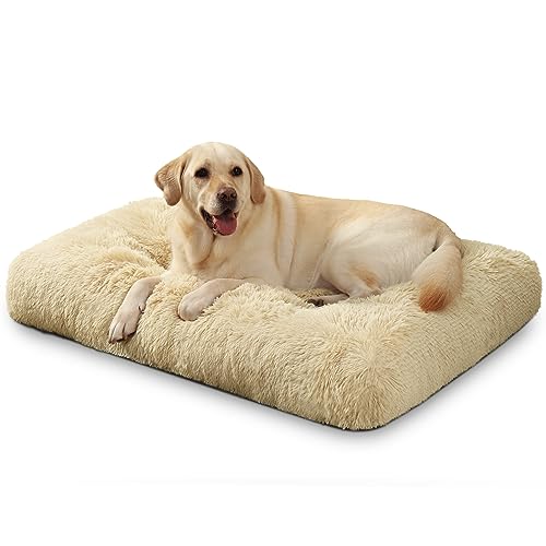 KSIIA Cama para cães grandes, lavável, almofada de peluche moído, 105 x 70 cm, parte inferior antiderrapante, tapete para cães grandes e médios