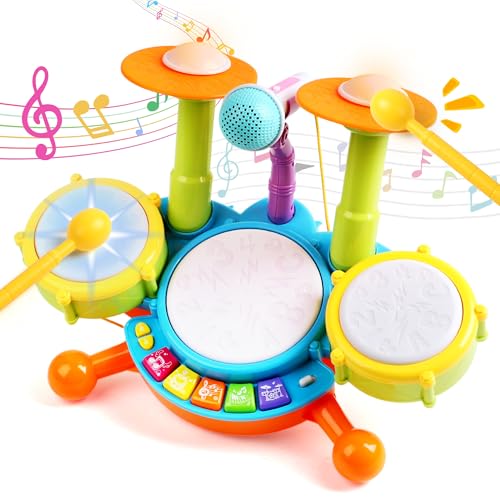 Symiu Brinquedos crianças 1 ano - bateria ideias presente criança 12 anos tambor infantil instrumentos musicais brinquedos bebé 12 anos ideias presente 1 ano meninos meninas