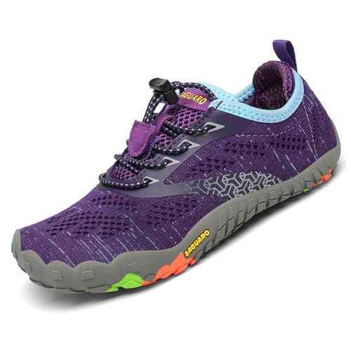 SAGUARO Calçado escalço crianças sapatilhas de trilho meninas respiráveis minimalistas sapatilhas de desporto para exterior interior, 24-36 UE