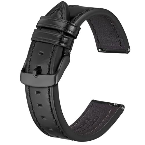 BISONSTRAP Correias de relógio de couro, correia de substituição de libertação rápida para homens e mulheres, 18 mm 19 mm 20 mm 21 mm 22 mm