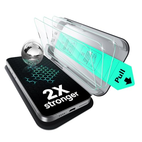 ESR Pack de 3 protetores de ecrã para iPhone 14 Plus/13 Pro Max, proteção militar, dureza de 9H, vidro temperado cobertura total com bandeja UltraFit