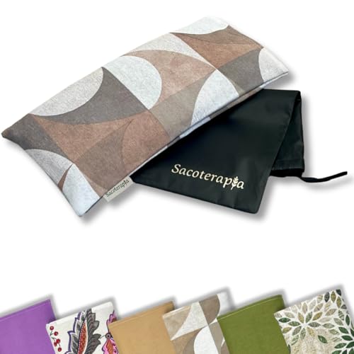 Saco térmico de sementes para micro-ondas - 30 x 15 cm - Duplo uso frio ou calor - alívio natural da dor - enchimento de alecrim, trigo e lavanda - estampado terra - com saco impermeável - SACOTERAPIA