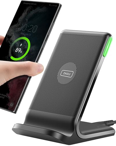 INIU Carregador sem fios rápido Stand, 15 W certificação Qi Wireless Charger estação Phone Fast Charge Holder para iPhone 16 15 14 13 12 11 Pro MAX Plus Samsung Galaxy Google Pixel Xiaomi etc