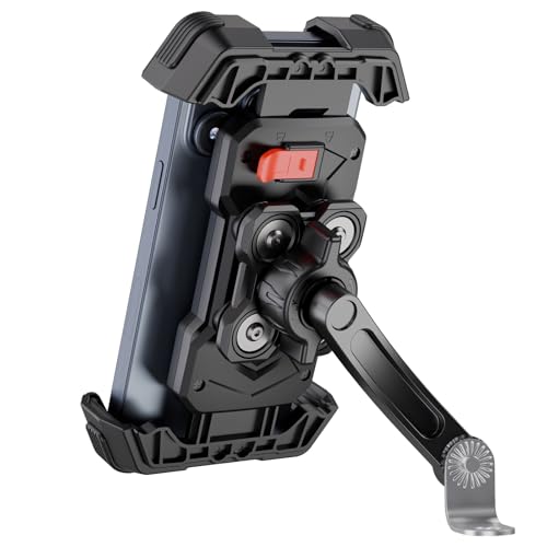 Grefay Suporte universal para telemóvel Moto [2025 Damping de vibração dupla] suporte de telefone para espelho retrovisor de mota com rotação de 360 para smartphone de 4,5-7,2 polegadas