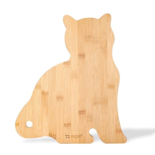 Tábua de corte de bambu personalizada em forma de animal, divertidas tábuas de charcutaria para crianças, linda tábua de queijo em forma de gato 15 x 13 x 0,5 polegadas