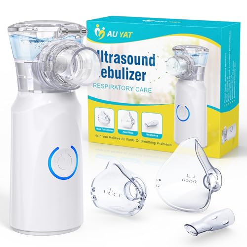 AU YAT Nebulizador para adultos, nebulizador portátil recarregável para adultos e crianças, silencioso para crianças com 2 máscaras e , inalador com pega para uso doméstico e de viagem