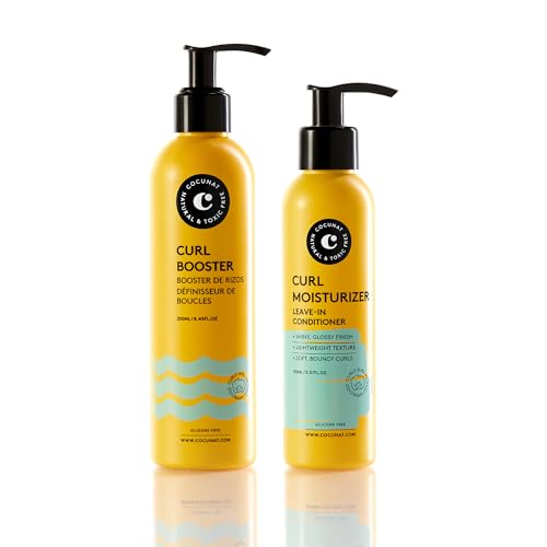 COCUNAT - Método curly - caracóis perfeitos em 2 passos - Moisturizer Leave-in Curl Booster - Hidrata, Nutre, Fortalece, Elimina o frizz e desembaraça, 250 ml + 150 ml