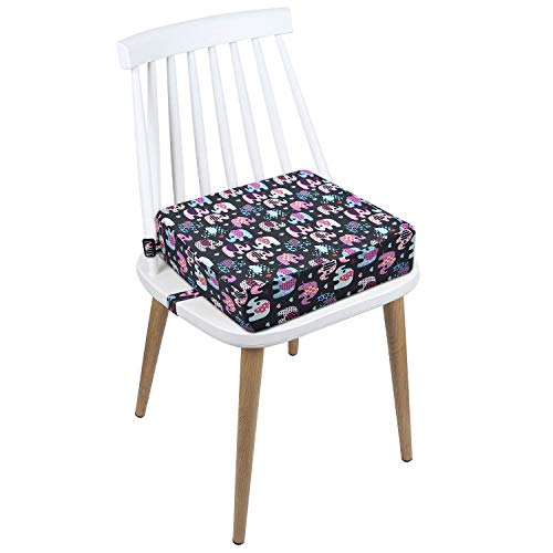 AOIEORD - Cadeira elevadora de lona, lavável, 2 correias, fivela de segurança, elevador de assento infantil para mesa de jantar, assentos de reforço portáteis (elefante rosa)