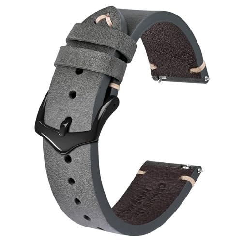 BISONSTRAP Correias de relógio para homem, correias de relógio de couro costuradas à mão, libertação rápida, 18 mm 20 mm 22 mm