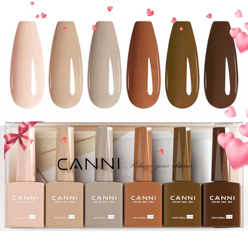 CANNI Vernizes semipermanentes de unhas em gel 6 cor castanho rosa nude pink browm UV gel gel Nail Polish esmalte unhas valentim kit unhas semipermanentes conjunto de unhas semipermanentes