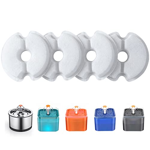 Filtro de fonte de água de 4 peças, Yiupea filtros de substituição para fonte de água de gato 2 L & 2,5 l/67 oz& 84 oz, carbono ativado de algodão e resina com filtro tripla