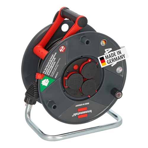 Brennenstuhl Enroladores de cabos Garant V2 IP44 40 m exterior (Made in Germany, 3 tomadas de energia com contacto de aterramento, plástico especial)