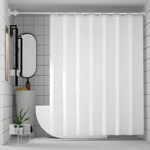Cortina de duche impermeável branca, 180 x 180 cm, resistente ao mofo, lavável, Incl. Ganchos, para banheiras e chuveiros, cortina de duche impermeável de poliéster