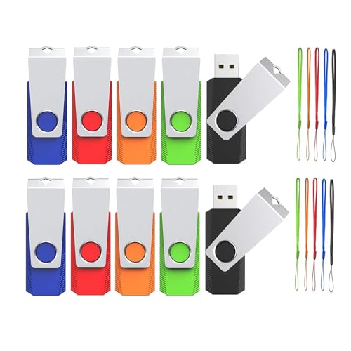 Wooolken Pendrive 32 GB de 10 peças, memórias USB 32 GB 2.0, Pen Drive Flash Drive USB para PC, Windows e Mac, 10 unidades, multicolorido 5