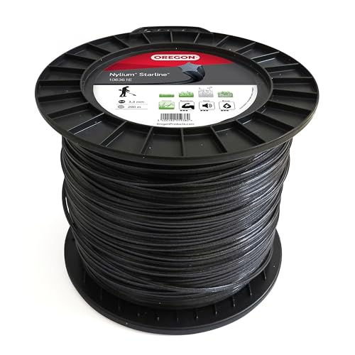 Oregon Nylium Star Fio para desboçador de 3,3 mm, erva, erva daninha, vegetação e muito mais, fio de nylon de grande resistência, compatível com a maioria dos modelos padrão, 3,3 mm x 200 m (106361E)