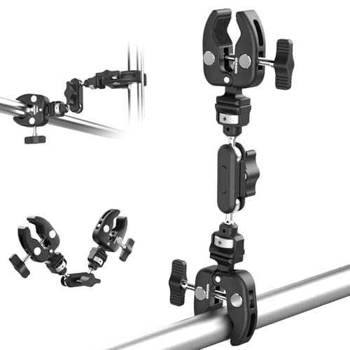NEEWER Super Clamp duplo montagem câmara com braço mágico, interface NATO, sapatos frios, 1/4" orifícios para ARRI, braçadeira de suporte luz foto estúdio secretária barra transversal guarda-chuva