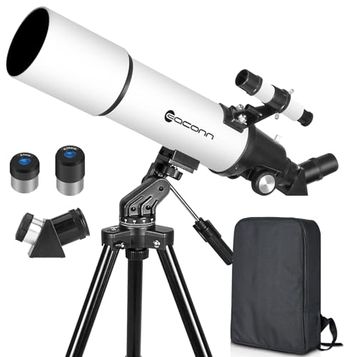 Telescópios astronómicos para adultos, telescópios de refração de 600 mm de abertura de 80 mm para crianças e iniciantes, telescópios de portáteis com mochilas, BAK-4 Porro Prisma
