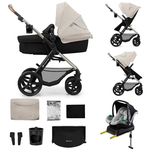 Kinderkraft MOOV 2 EVA Cadeira de carro 4 em 1, Mink PRO I-Size, MINK FX, sistema de viagem, carrinho de bebé, carrinho de passeio, dobrável, para recém-nascido, desde o nascimento até aos 3 anos