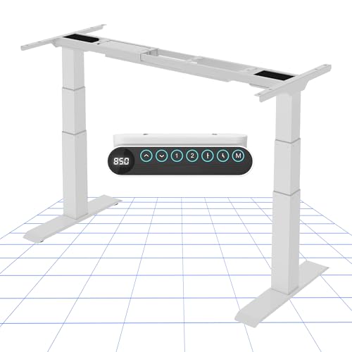 FLEXISPOT E6 MAX Escritório elevável elétrico moldura de pé mesa regulável altura elétrica com 2 motores, 3 etapas, painel de controlo com porta USB de tipo C/A, 58-123 cm, carga de 160 kg (branco)
