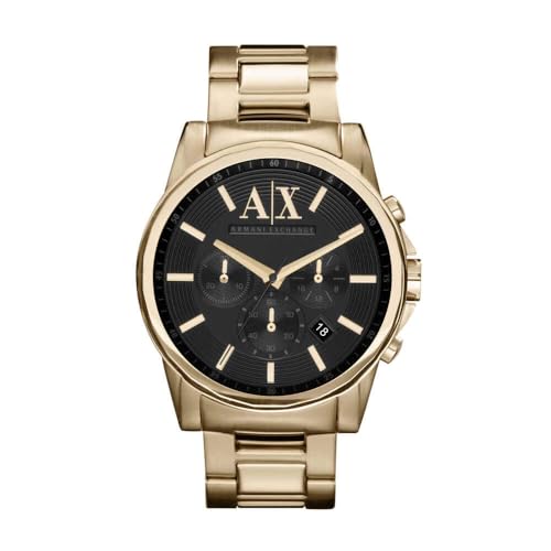 Armani Exchange Reloj para Hombre, Movimiento cronógrafo de Cuarzo y Caja de 45 mm con Correa de Acero Inoxidable