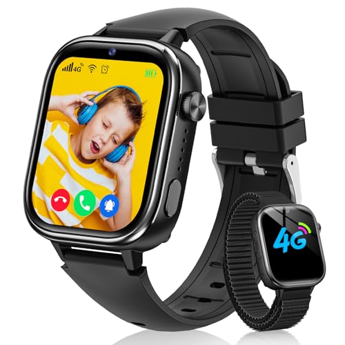 Sanorum Relógio inteligente para crianças, 4G Smartwatch crianças com GPS e telefone, chamadas de vídeo, função SUS, mensagens, modo escola, despertador, câmera, podómetro, IP68 relógio inteligente