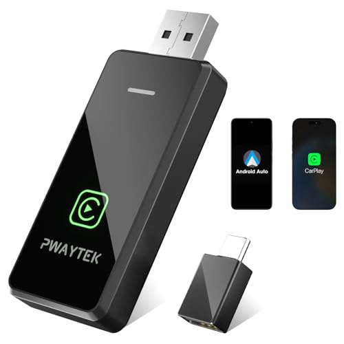 Adaptador sem fios 2 em 1 para Apple CarPlay e Android Auto, converta com cabo a sem fios, Plug & Play para iOS 10 e carros a partir de 2017 (USB-A/C)