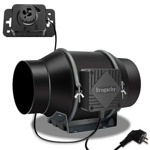 Brogachy Ventoinha de extração ajustável de 150 mm, 689 m³/h, ventilador extrator de ar de 3000 RPM com motor trifásico EC, para casa de banho, Booster, loja de cultivo, garagem, cozinha.
