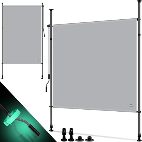 KESSER® Toldo vertical para exterior, 100 x 310 cm, extensível e opaco, toldo vertical com manivela sem orifícios, proteção visual e corta-vento para jardim e terraço, resistente à água, cinzento