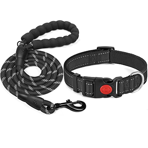 haapaw Coleira de cão refletor acolchoada com neoprene suave coleiras de cão de nylon ajustáveis respiráveis para cães pequenos médios grandes