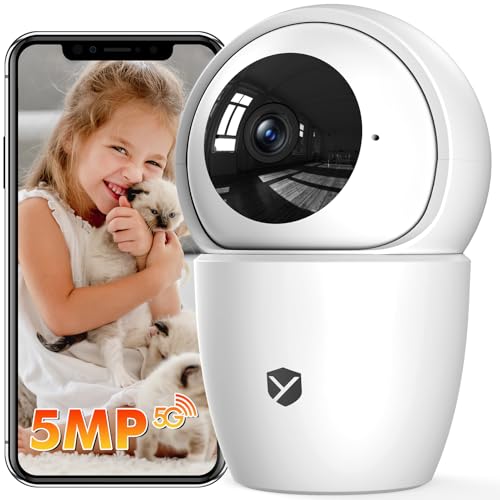 YESKANO 5MP Câmara de vigilância Wi-Fi interior 2,4 G/5 G, 360 °PTZ câmara de vigilância domicílio Wi-Fi com deteção de humanos, visão noturna, acompanhamento automático, modo de privacidade, para