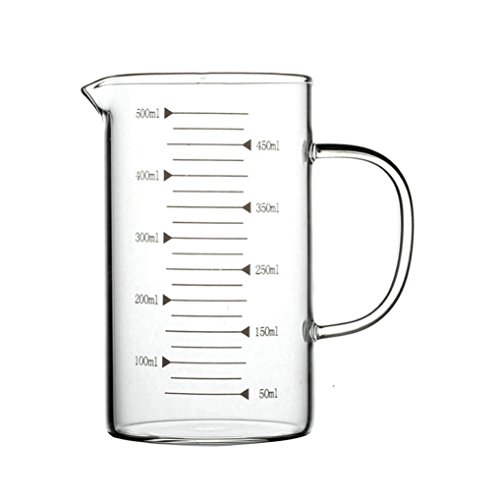 GuDoQi 17 Oz Jarro medidor em vidro com cabo ergonómico parede grossa medidas claras forno e congelador disponível adequado para cozinhar derrame de líquido