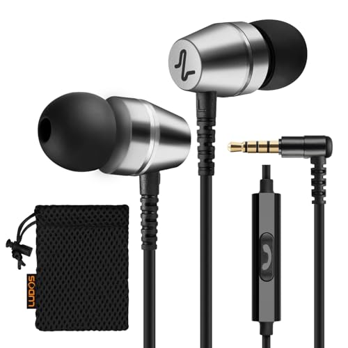 Ludos OMNITONE Auriculares In Ear com cabo e microfone, 5 anos de garantia, auricular com jack, capacetes de música com graves potentes, para iPhone, iPad, Samsung, Xiaomi, Huawei, Gaming