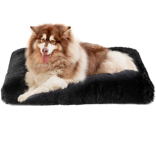 EHEYCIGA Pelúcia cama cão extra grande XXL, 120 x 90 x 10 cm, gigante colchão e colchão cão lavável, cama de gato macia para inverno, preto