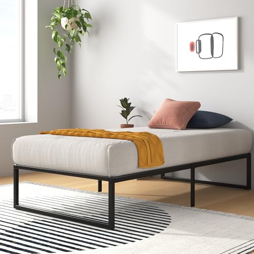 Zinus Lorelai Cama 90 x 190 cm - altura 36 cm com armazenamento debaixo da cama - moldura da cama de plataforma de metal - preto