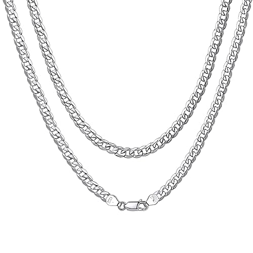 ChainsHouse Colar de prata de lei para homem e mulher, 3 mm 5 mm de largura, cubano/figaro, personalizável