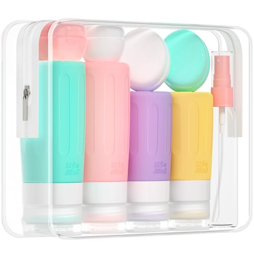 Conjunto de garrafas de viagem de silicone para bagagem de mão, cosméticos, Multicolorido, Fishon